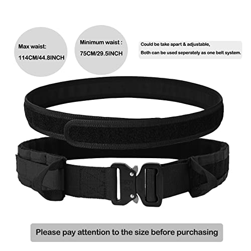 Heavy-Duty Tactical Battle Belt with Accessory Pouches (Black)