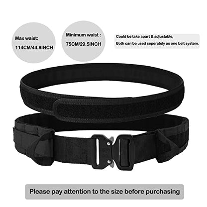 Heavy-Duty Tactical Battle Belt with Accessory Pouches (Black)