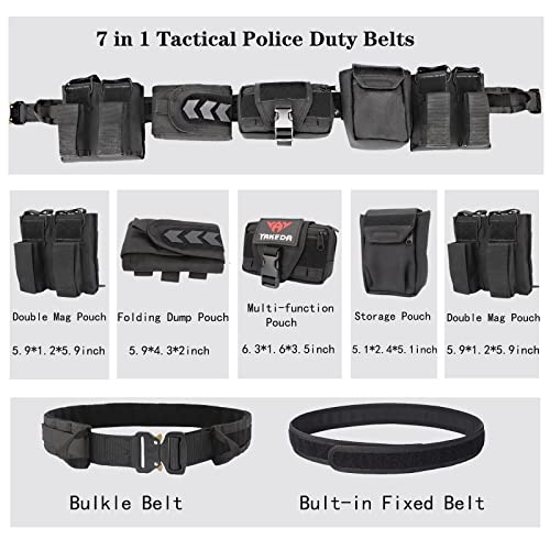 Heavy-Duty Tactical Battle Belt with Accessory Pouches (Black)