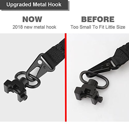 2 Adjustable Rifle Slings with Metal Hooks