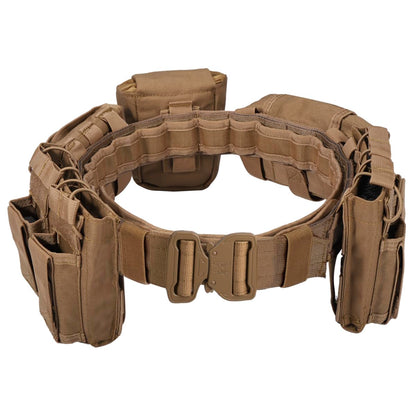 Tactical Utility Belt with 7 Accessory Pouches (Tan)