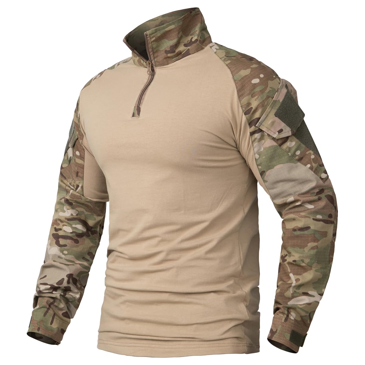 Men's Camo Tactical Combat Shirt with 1/4 Zip