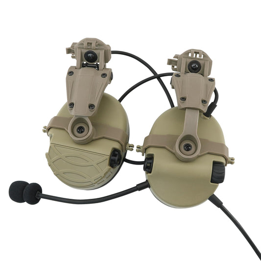 Electronic Shooting Earmuffs for ARC Rail Helmets (Tan)