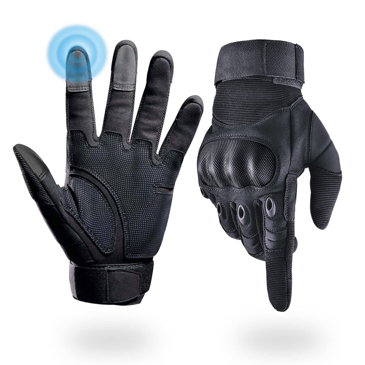 Tactical Gloves with Hard Knuckle Protection and Leather Palm (Size L)