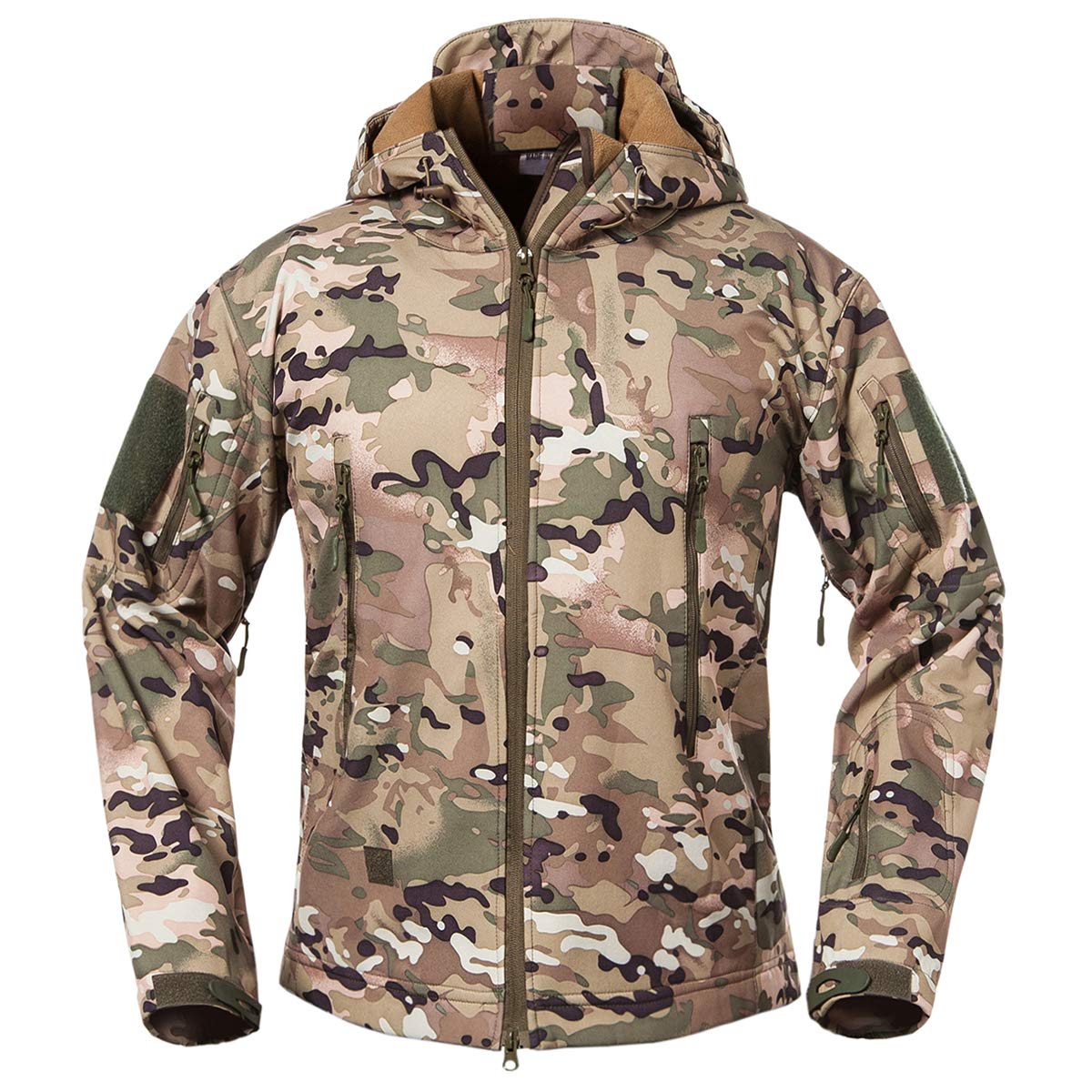 Men's Soft Shell Tactical Camouflage Hooded Jacket (X-Large)