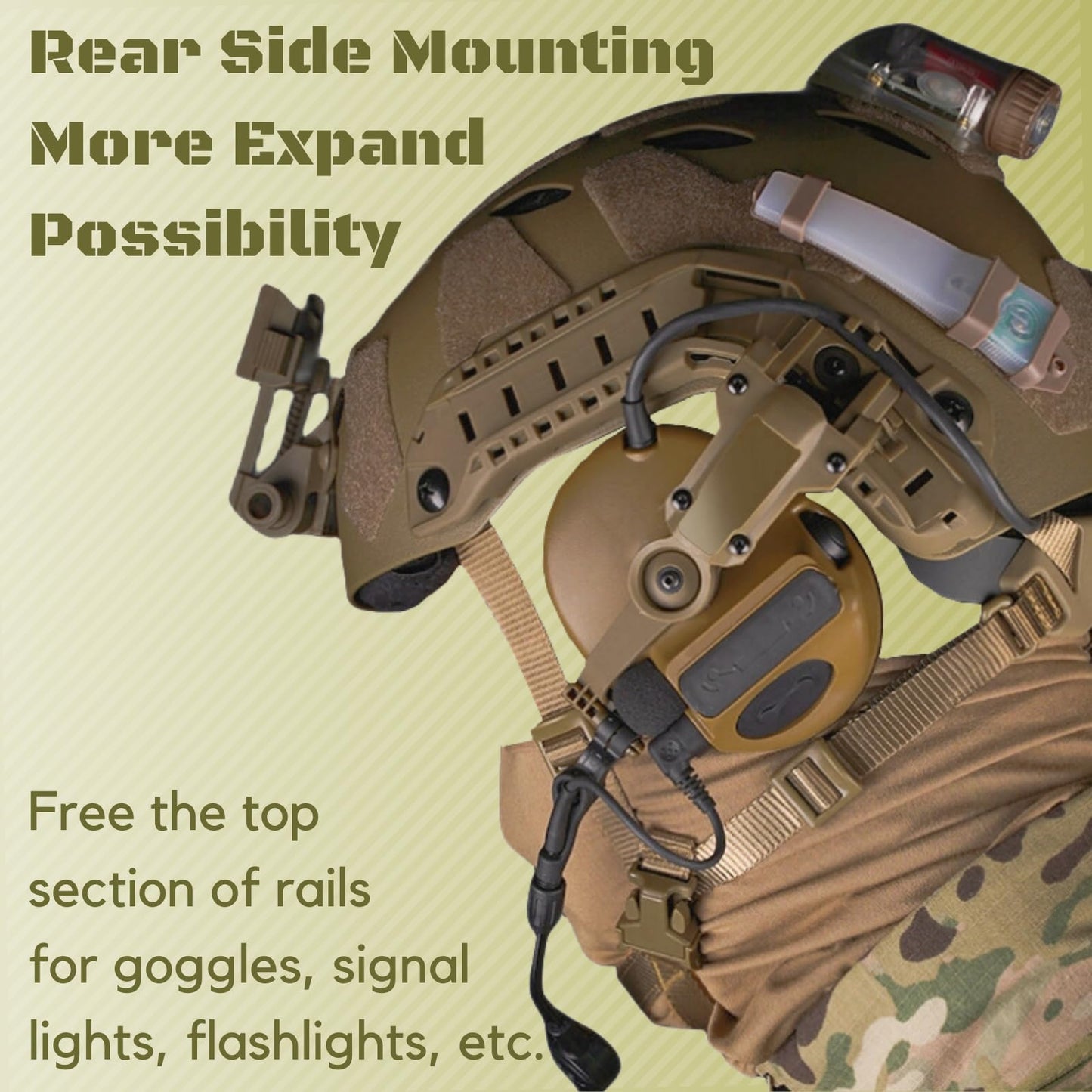 Tactical Headset Rail Mount for Peltor Comtac Headsets (Tan)