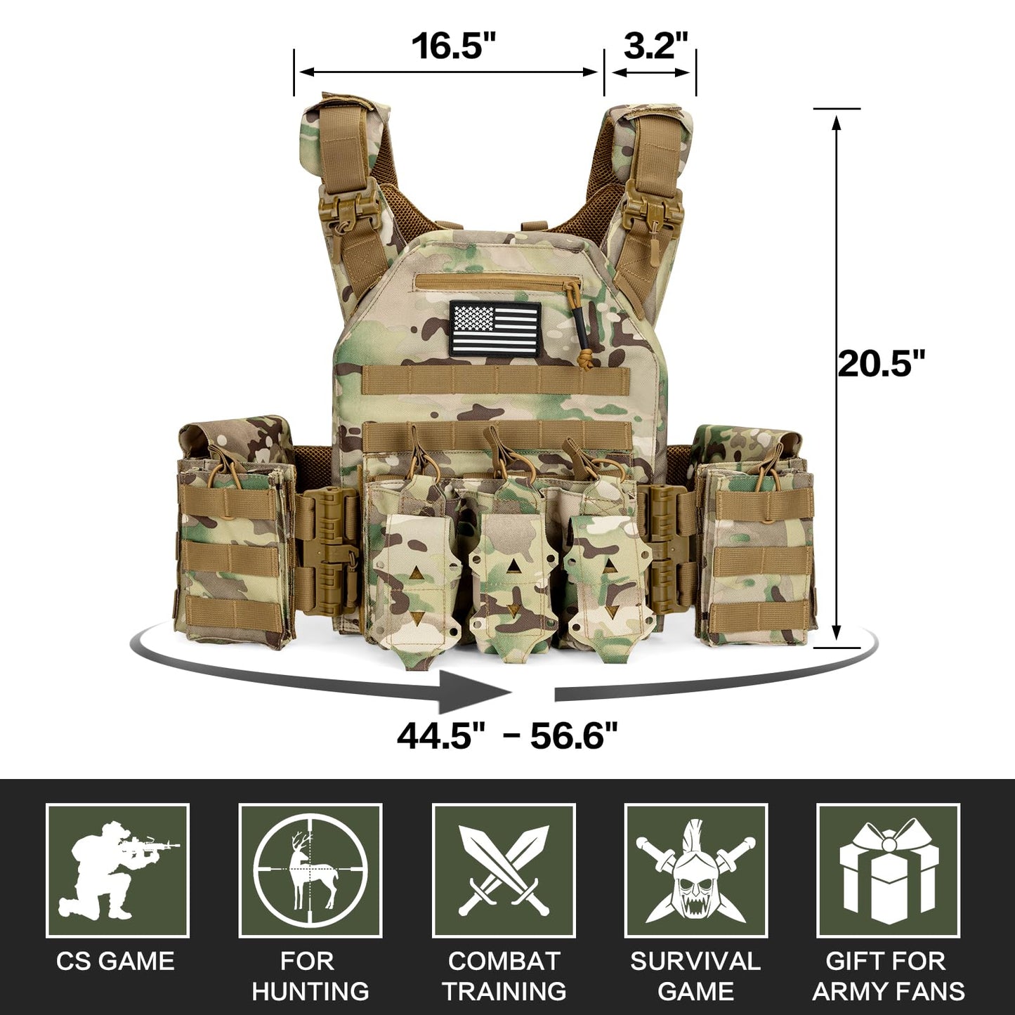 Lightweight Quick-Release Tactical Vest for Men—Adjustable and Breathable