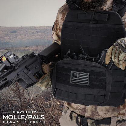 Tactical Molle Admin Pouch with Triple Mag Holder (Black)