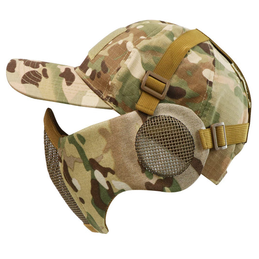 Airsoft Mesh Mask and Cap Set with Ear Protection