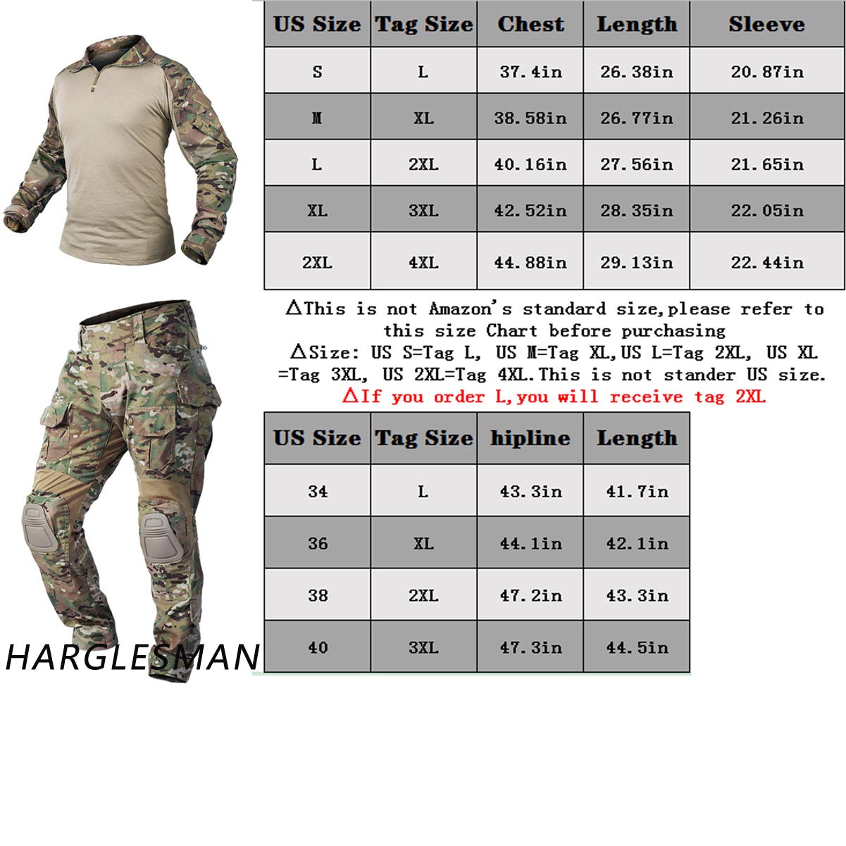 Men's Tactical Long Sleeve BDU Uniform Shirt—Black Camo