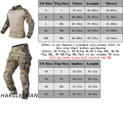 Men's Tactical Long Sleeve BDU Uniform Shirt—Black Camo