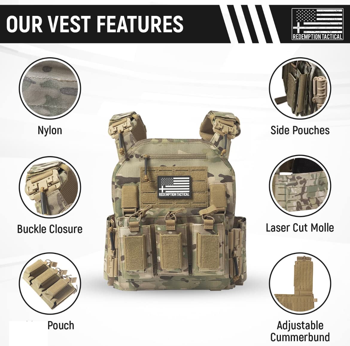 Tactical Airsoft Vest with Quick Release and Mag Pouches