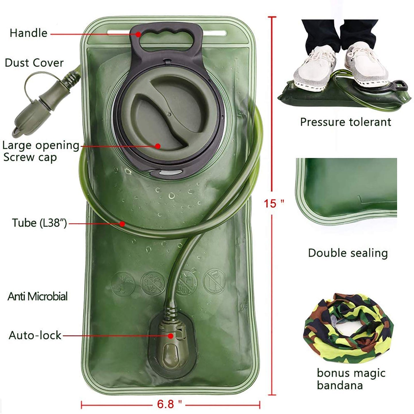 2L Hydration Bladder—Leak-Proof Water Reservoir for Backpacks