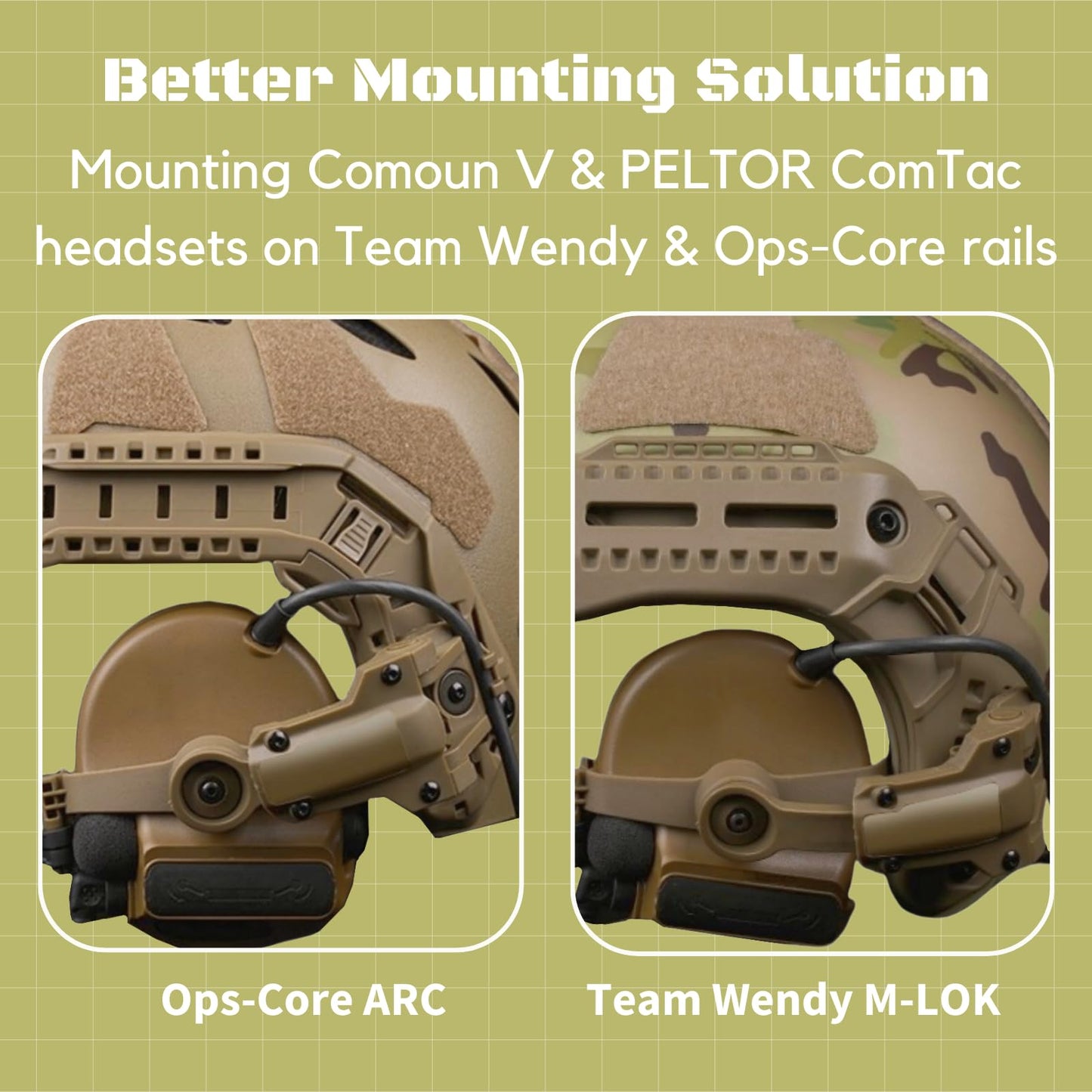 Tactical Headset Rail Mount for Peltor Comtac Headsets (Tan)