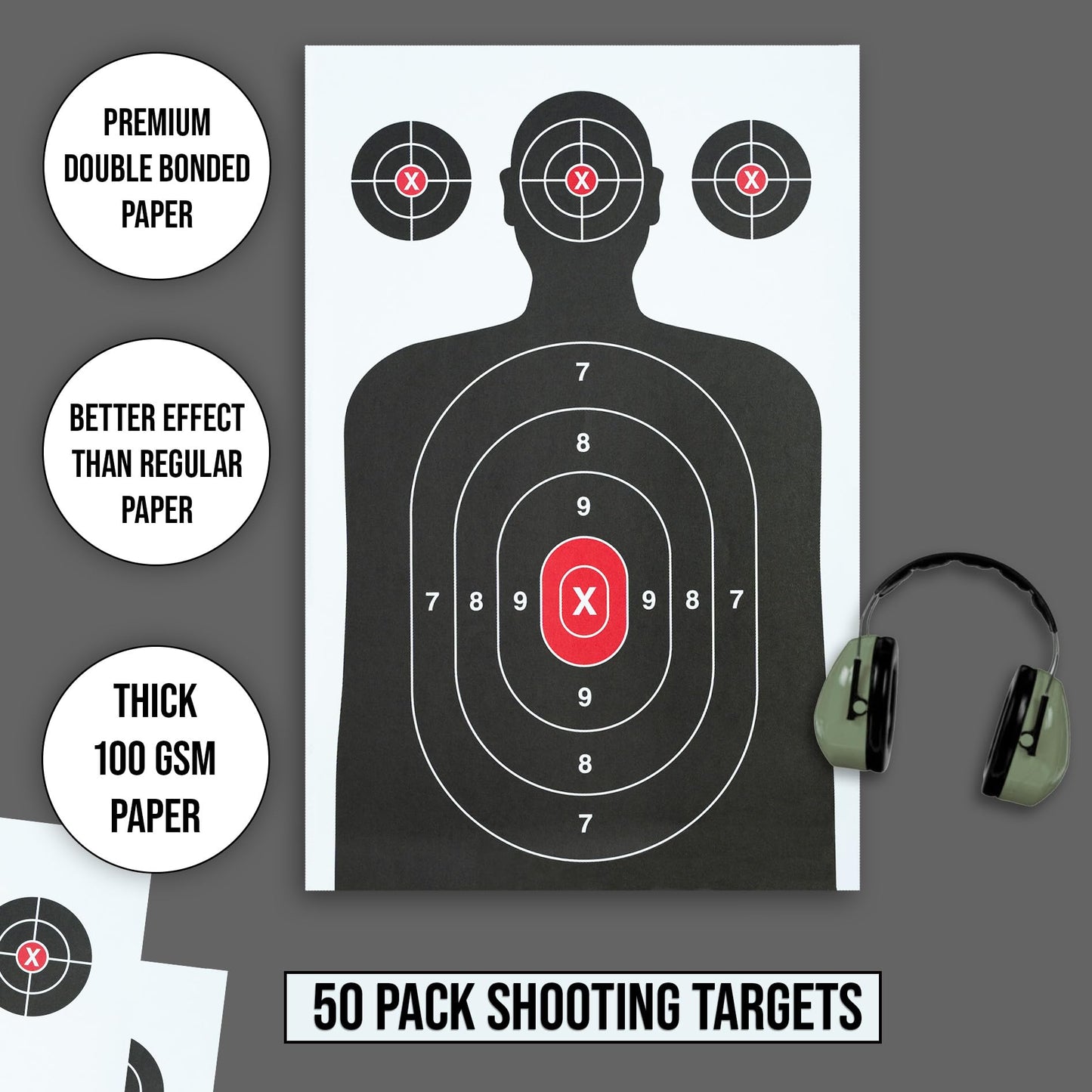 50 Paper Shooting Targets (14 x 22 inches)