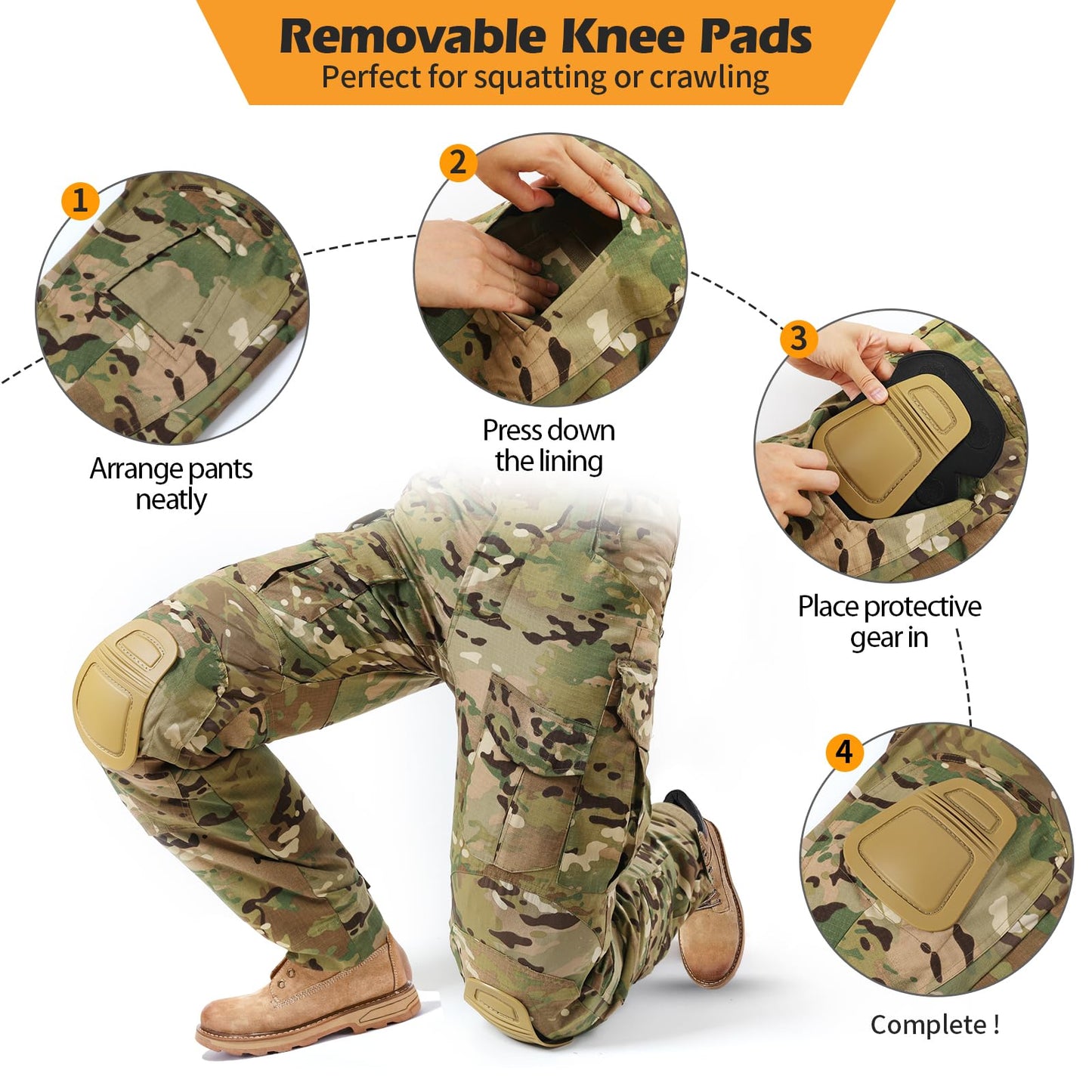 Men's Tactical Combat Pants with Knee Pads—Multi Camouflage