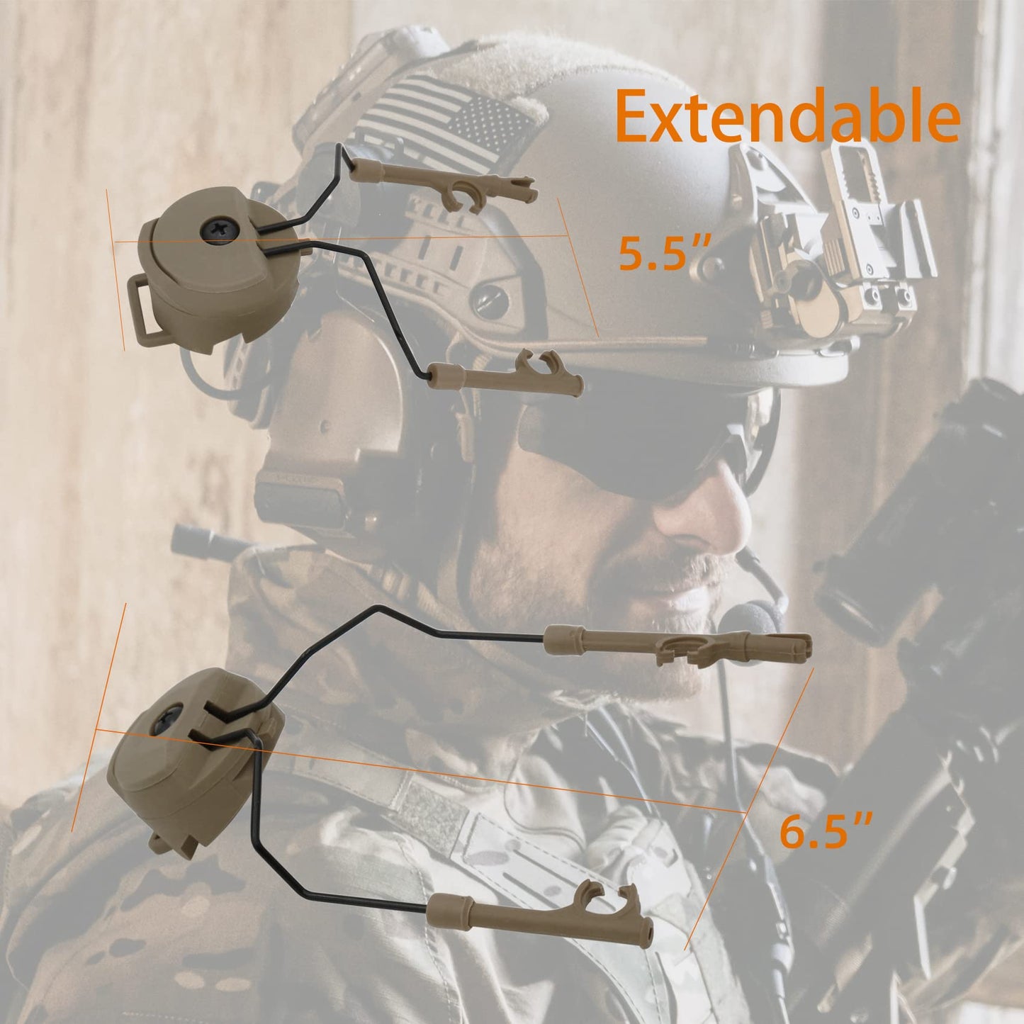 ARC Rail Adapter for Tactical Headset—Compatible with COMTAC and ARC Helmets