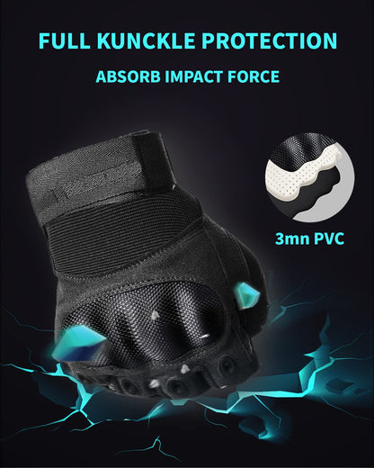 Tactical Gloves with Hard Knuckle Protection and Leather Palm (Size L)