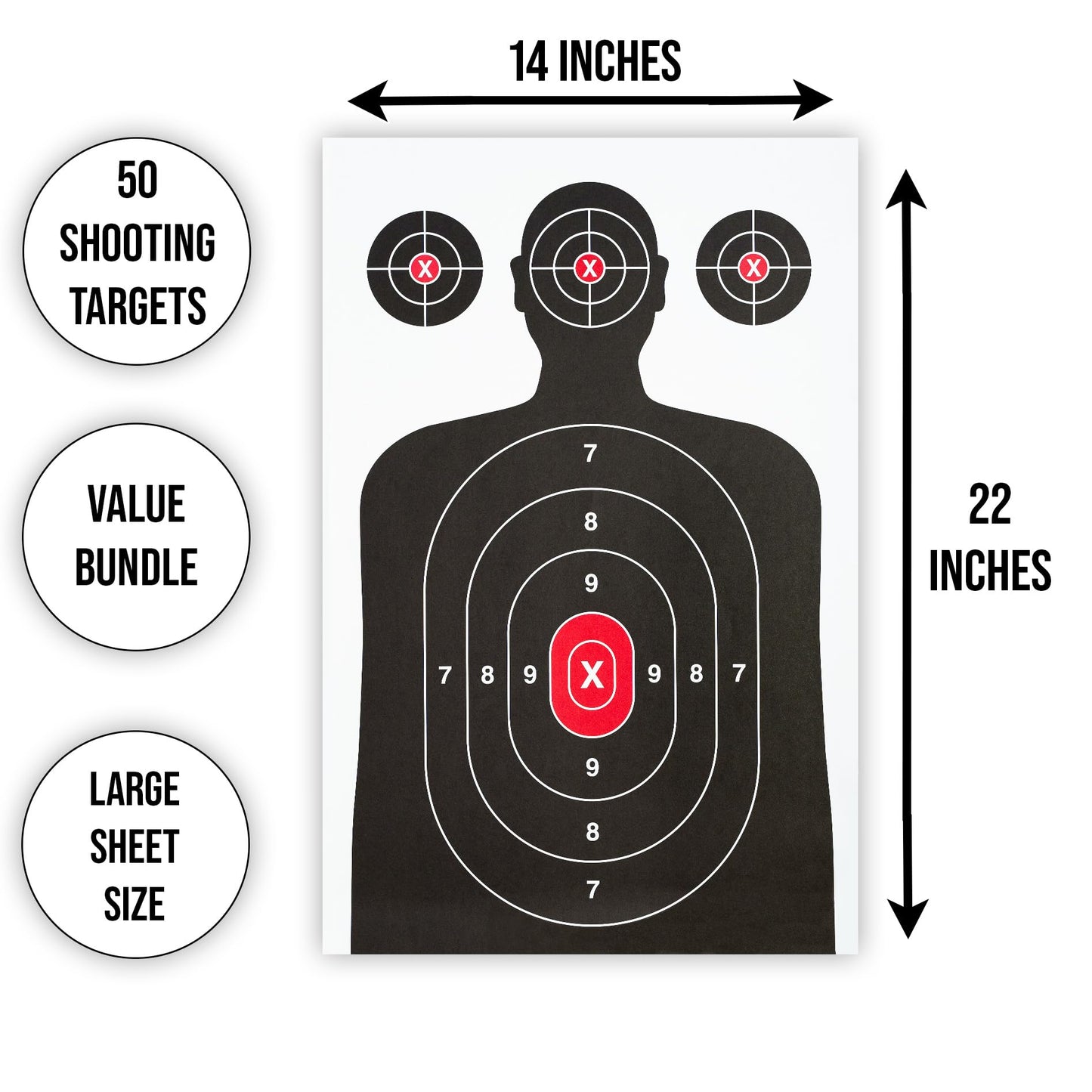 50 Paper Shooting Targets (14 x 22 inches)