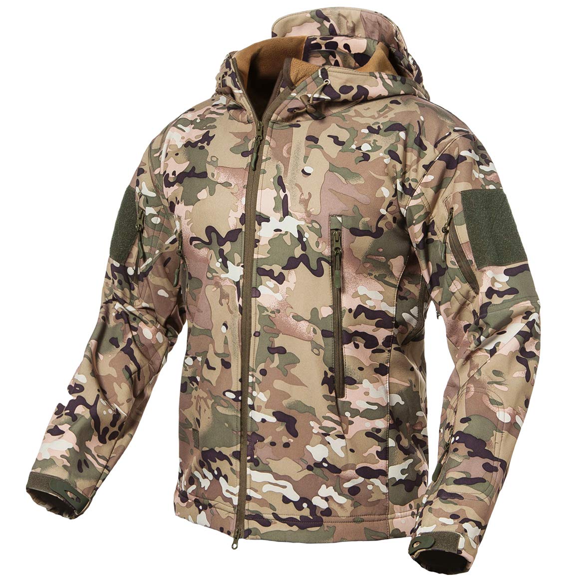 Men's Soft Shell Tactical Camouflage Hooded Jacket (X-Large)