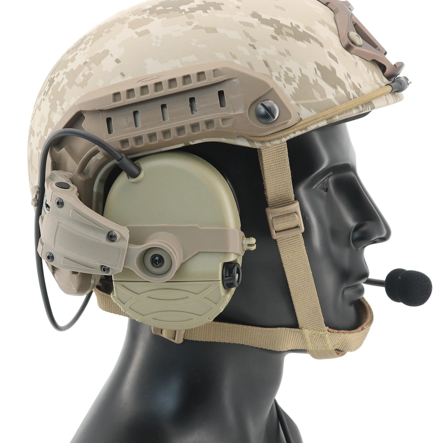 Electronic Shooting Earmuffs for ARC Rail Helmets (Tan)