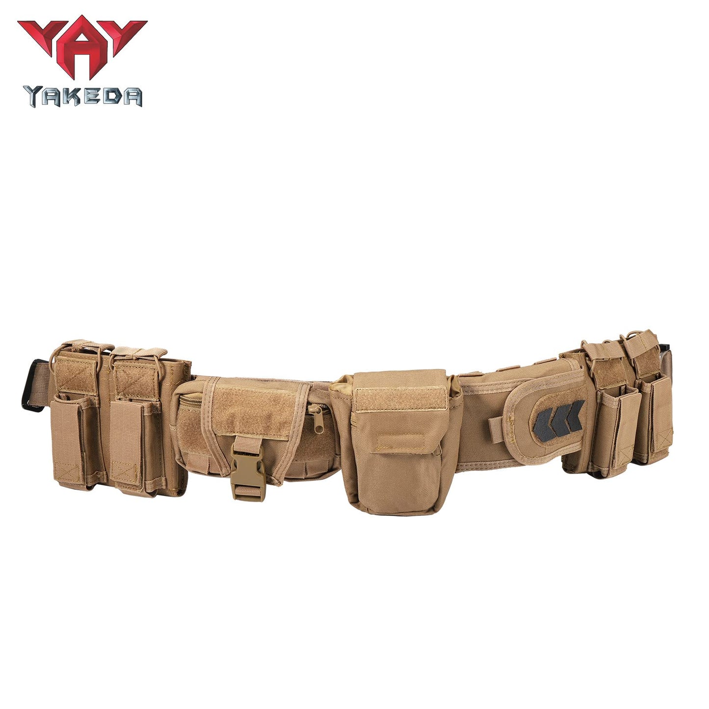 Tactical Utility Belt with 7 Accessory Pouches (Tan)