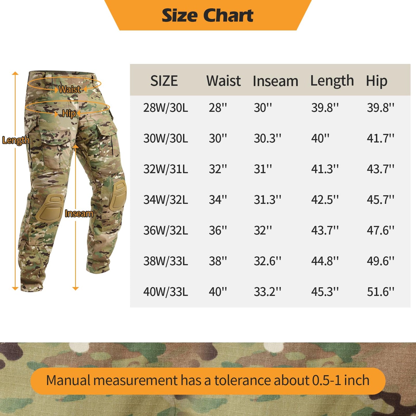 Men's Tactical Combat Pants with Knee Pads—Multi Camouflage