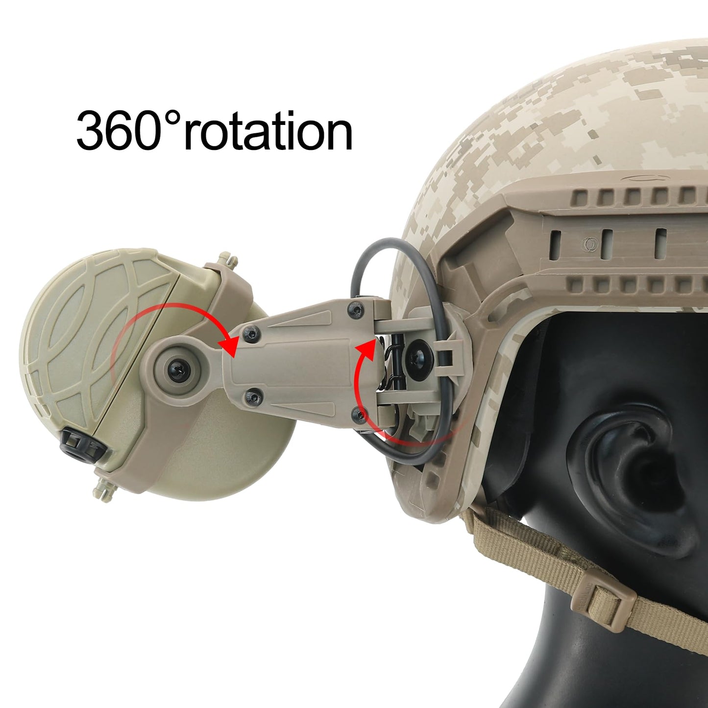 Electronic Shooting Earmuffs for ARC Rail Helmets (Tan)