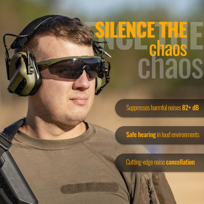 Tactical Noise-Canceling Headset with ARC Rail Mounts for Shooting