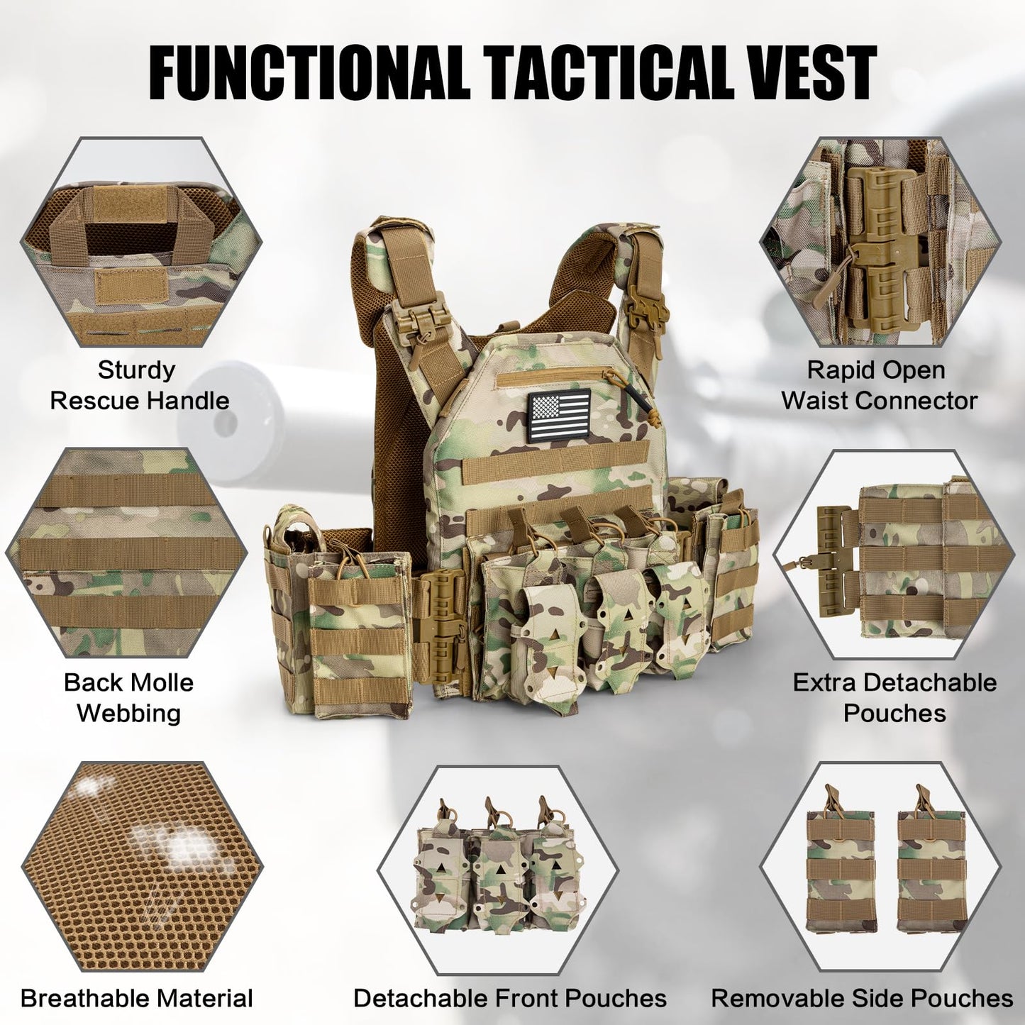 Lightweight Quick-Release Tactical Vest for Men—Adjustable and Breathable