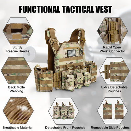 Lightweight Quick-Release Tactical Vest for Men—Adjustable and Breathable