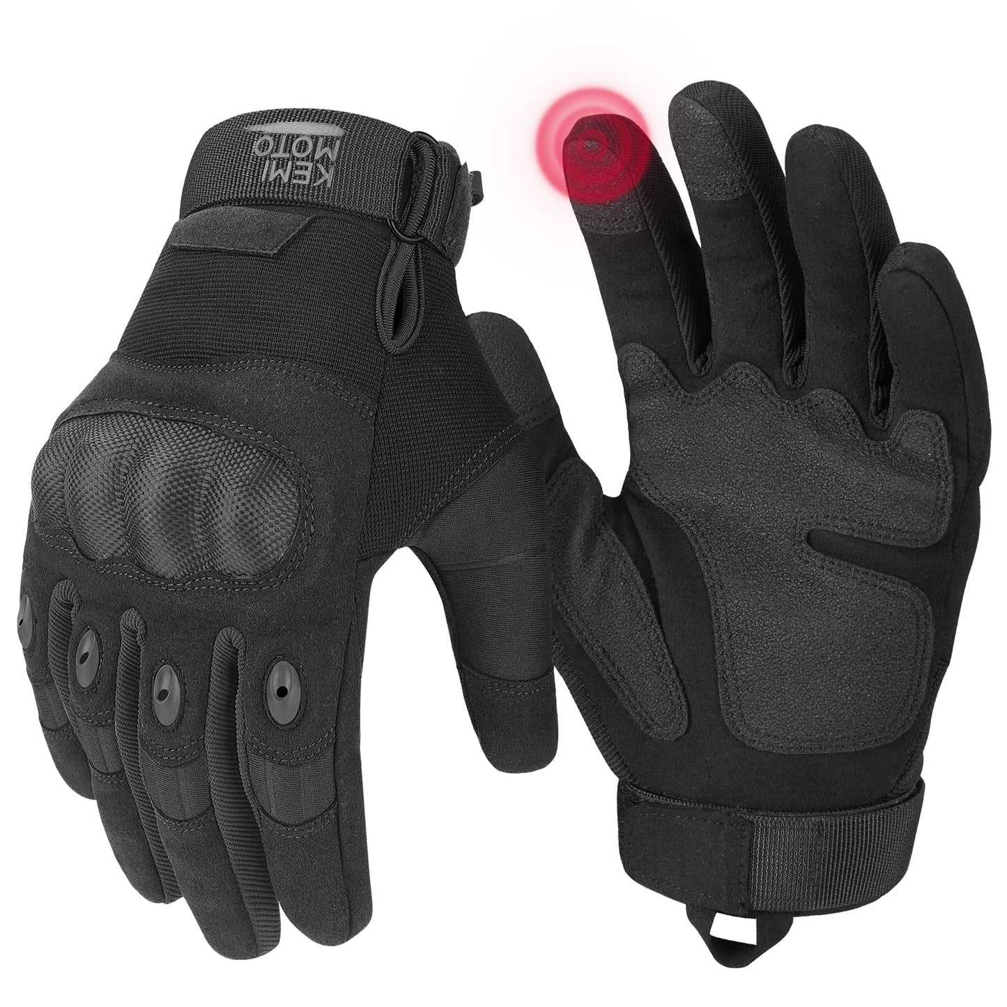 Men's Tactical Touchscreen Gloves with Hard Knuckle Protection (Black)