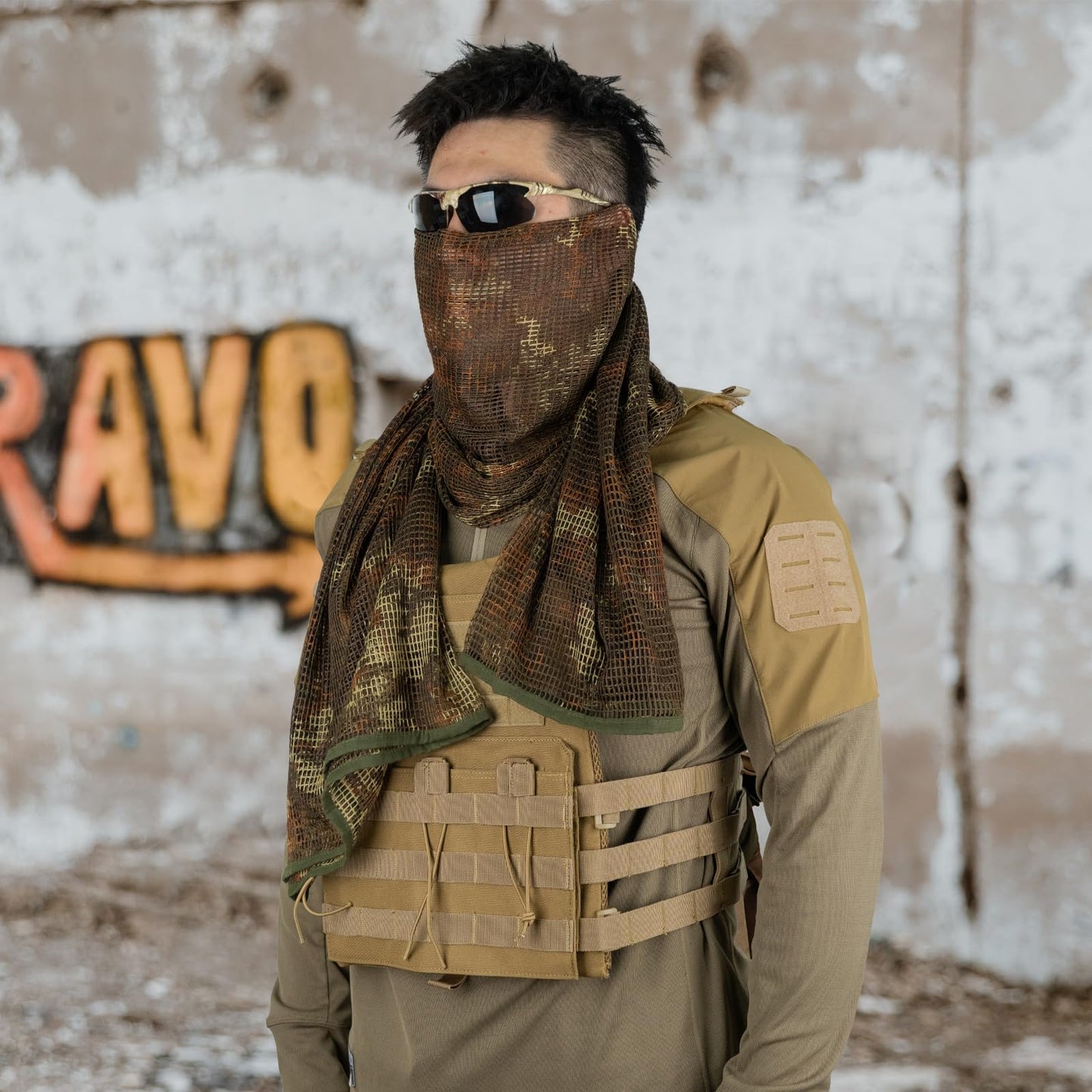 Camouflage Tactical Mesh Net Scarf for Wargames and Outdoors