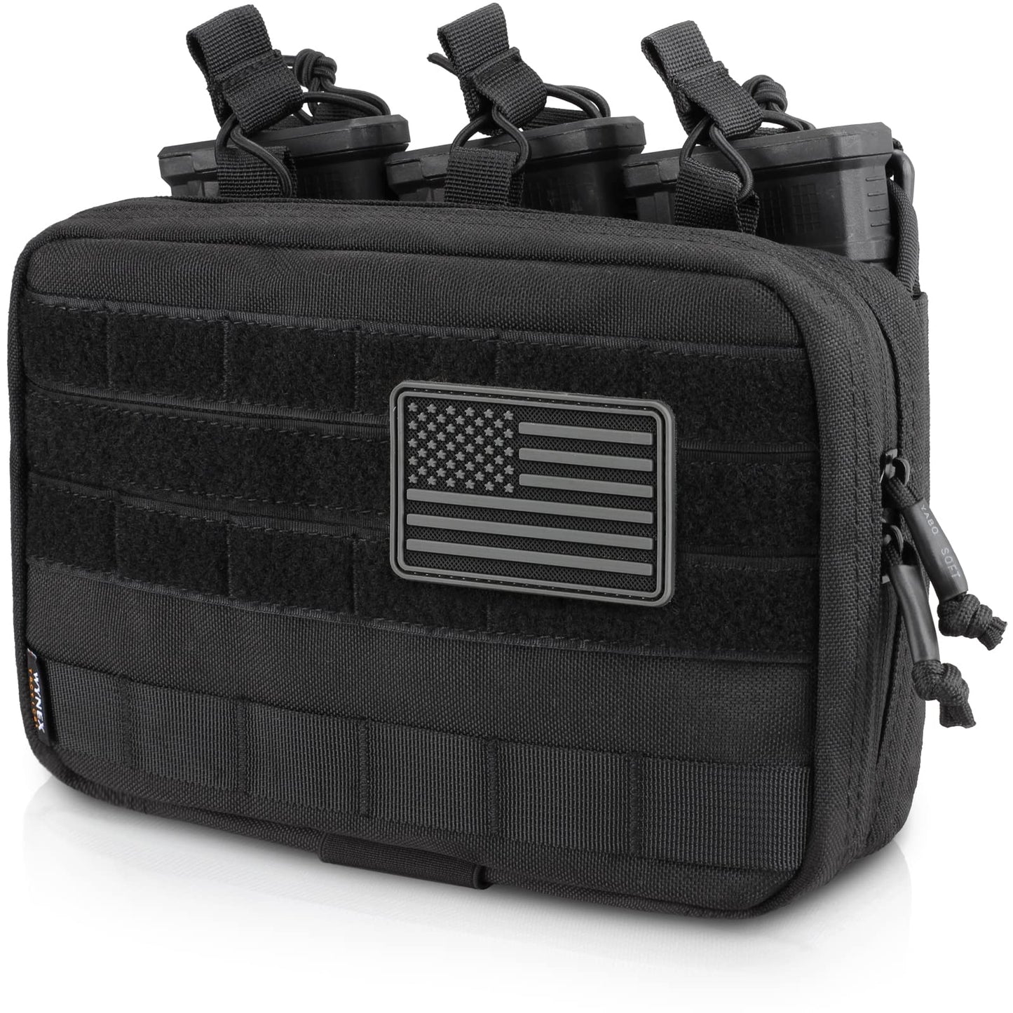 Tactical Molle Admin Pouch with Triple Mag Holder (Black)