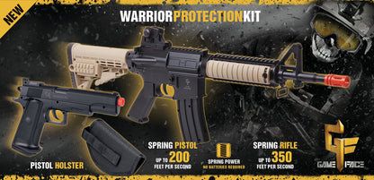 Airsoft Rifle and Pistol Kit—Spring-Powered, Earth/Black