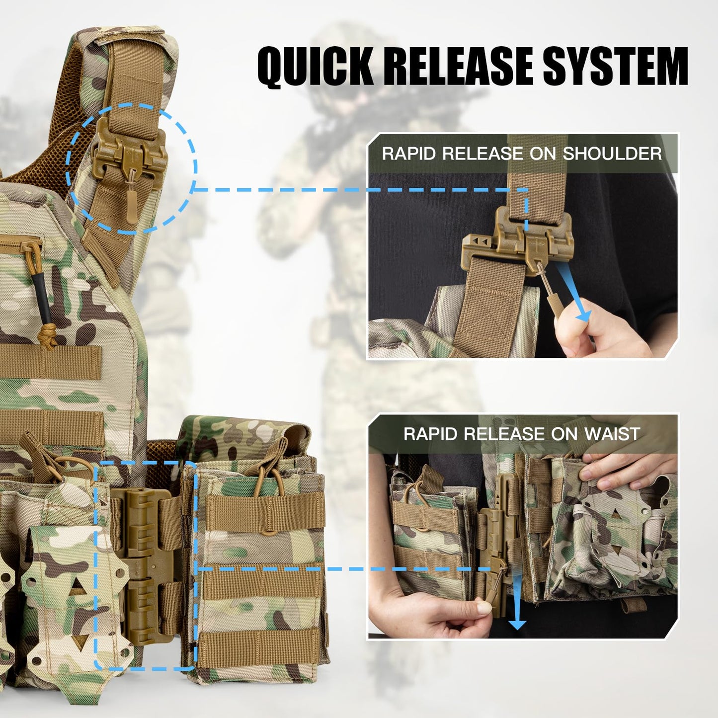 Lightweight Quick-Release Tactical Vest for Men—Adjustable and Breathable