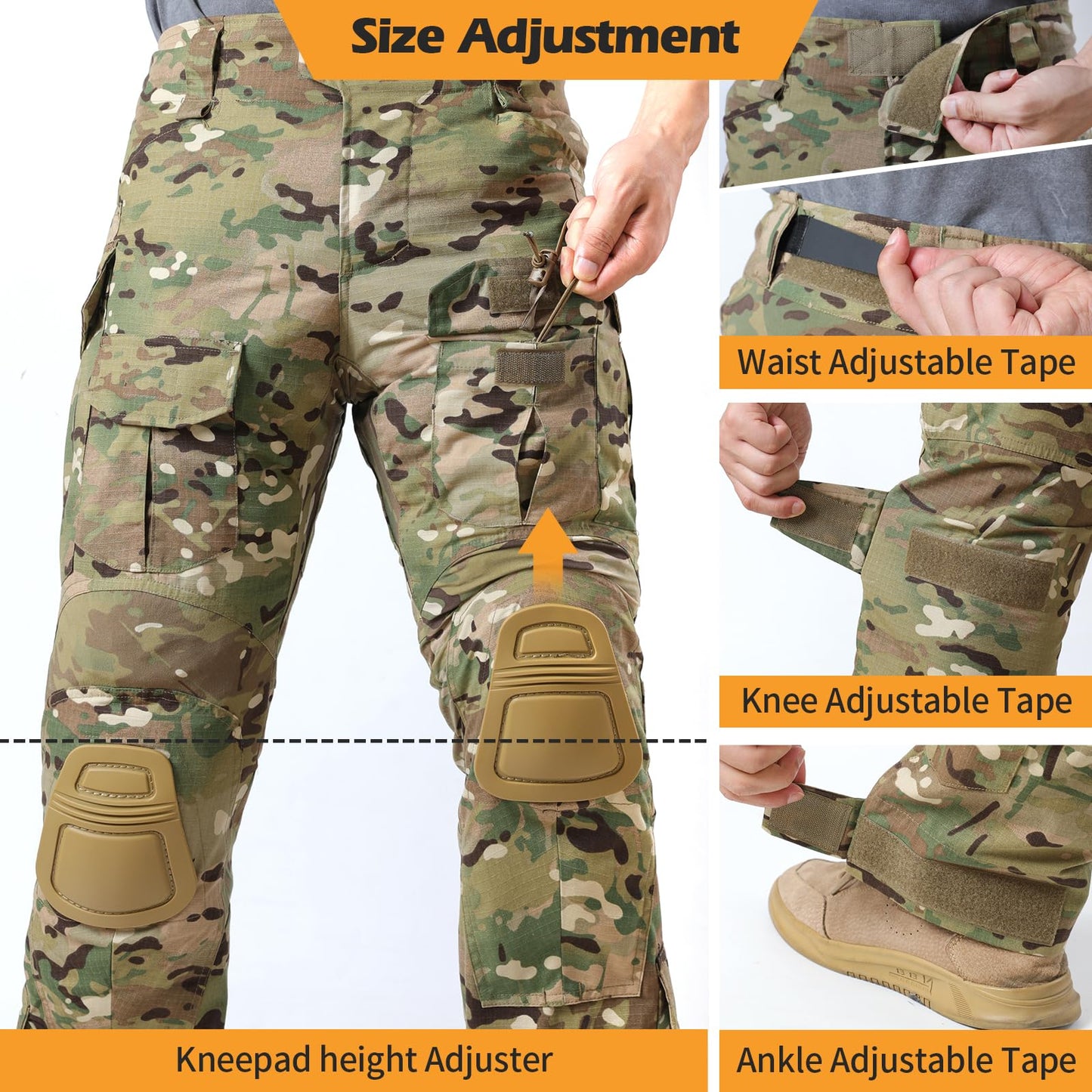 Men's Tactical Combat Pants with Knee Pads—Multi Camouflage