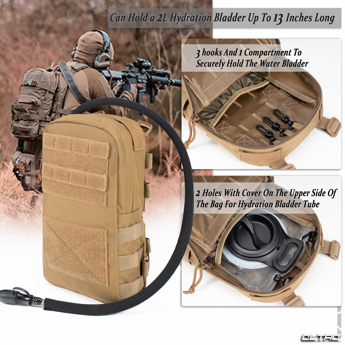 Tactical MOLLE Hydration Pack with Med Pouch